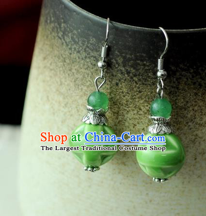 Chinese Traditional Jewelry Accessories Ancient Hanfu Green Ceramics Earrings for Women