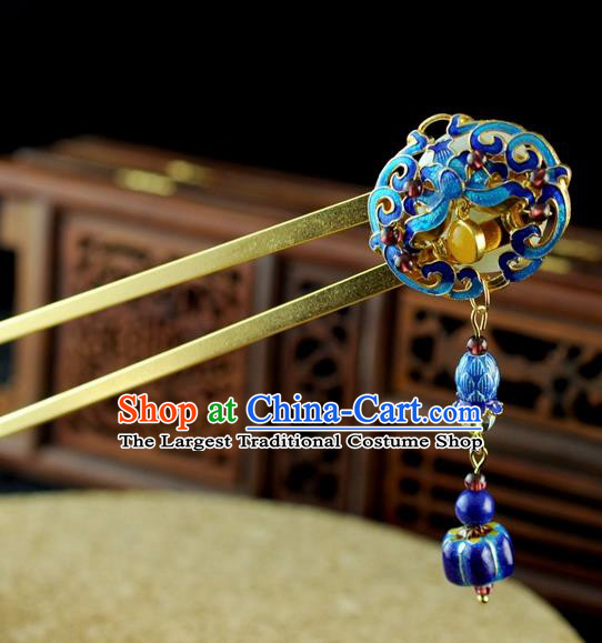 Chinese Traditional Cloisonne Tassel Hair Clip Hair Accessories Ancient Palace Classical Hairpins for Women