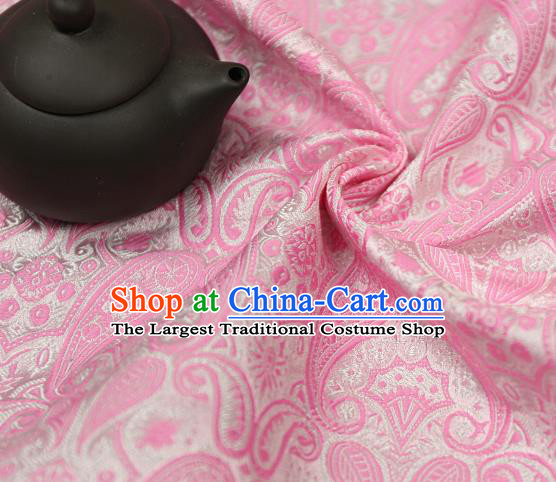 Asian Chinese Traditional Fabric Material Pink Brocade Classical Pattern Design Satin Drapery