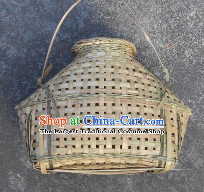 Chinese Traditional Handmade Straw Braid Craft Brown Bamboo Weaving Creel