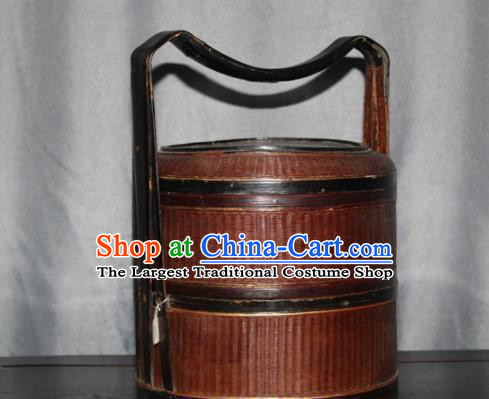 Chinese Ancient Handmade Craft Film Props Bamboo Food Basket