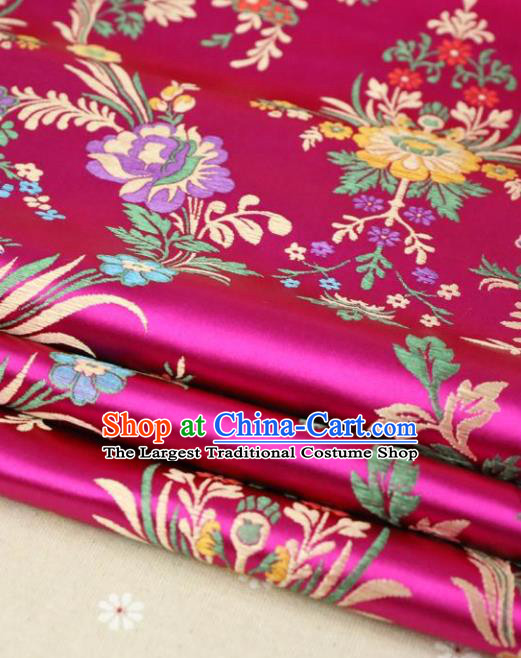Asian Chinese Traditional Fabric Material Qipao Rosy Brocade Classical Begonia Pattern Design Satin Drapery