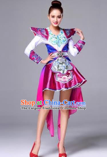 Traditional Chinese Classical Dance Purple Dress Drum Dance Folk Dance Costume for Women