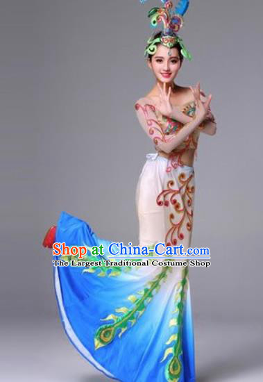 Chinese Traditional Dai Ethnic Costumes Minority Nationality Folk Dance Pavane Dress for Women
