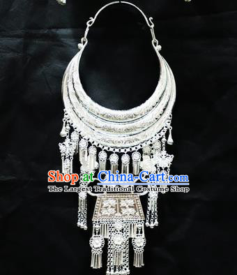 Chinese Traditional Miao Nationality Wedding Jewelry Accessories Hmong Sliver Tassel Necklace for Women