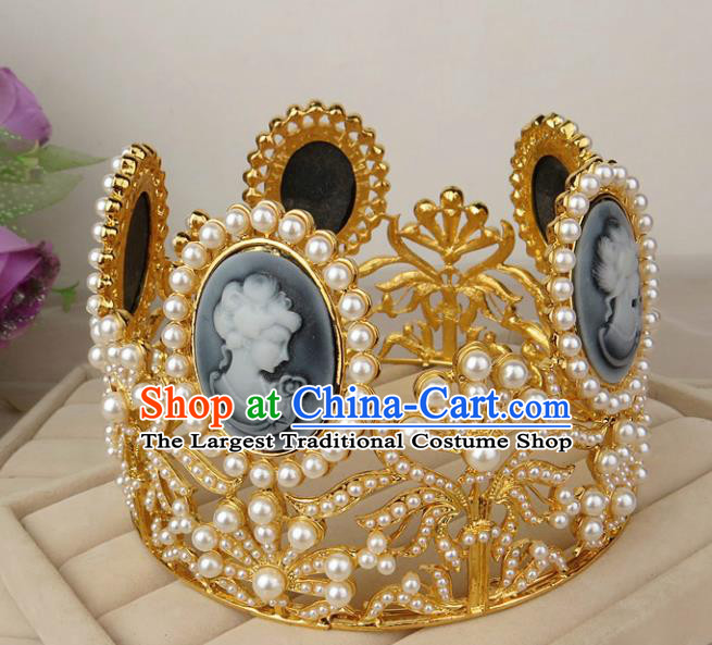 Top Grade Baroque Hair Accessories Wedding Pearls Royal Crown for Women