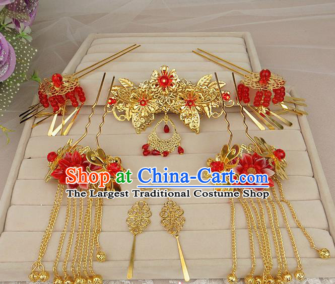 Chinese Traditional Xiuhe Suit Hair Accessories Tassel Step Shake Ancient Wedding Hairpins for Women
