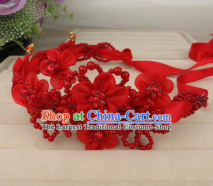 Chinese Traditional Xiuhe Suit Hair Accessories Wedding Red Beads Hair Clasp for Women
