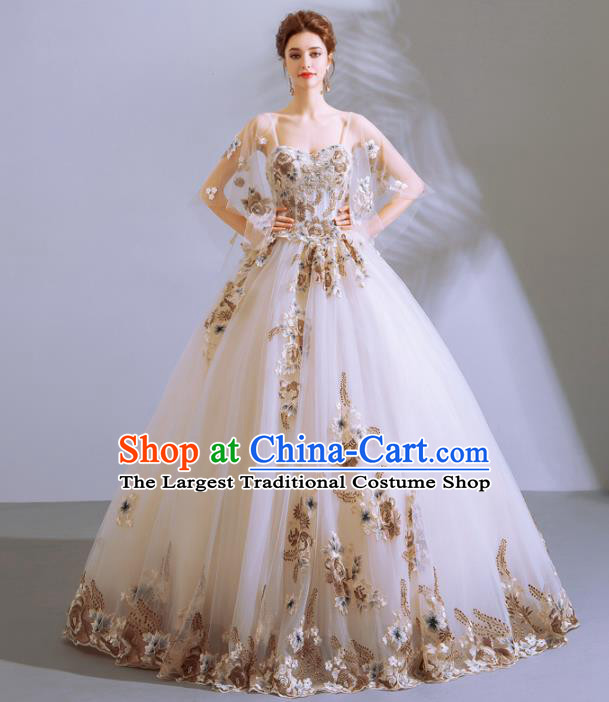 Handmade Princess Embroidered Wedding Dress Fancy Wedding Gown for Women