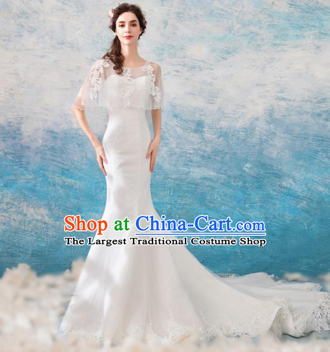 Handmade Princess Trailing Wedding Dress Fancy Embroidered Wedding Gown for Women