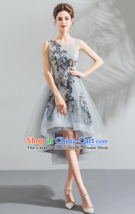 Top Grade Compere Grey Veil Costume Handmade Catwalks Formal Dress for Women