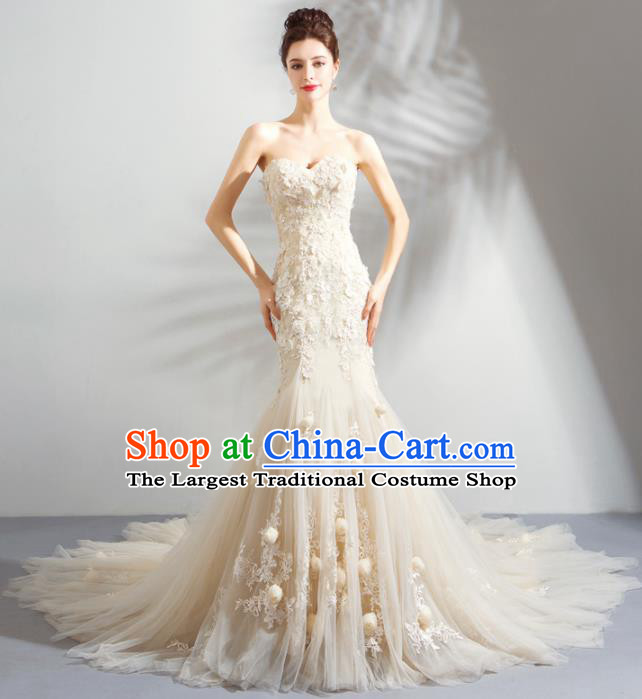 Handmade Princess Wedding Veil Dress Fancy Embroidered Wedding Gown for Women