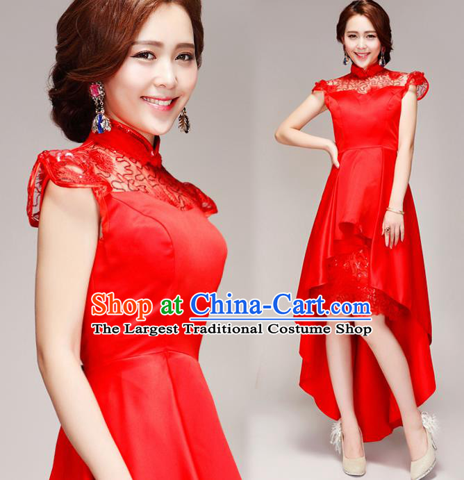 Chinese Traditional Full Dress Red Cheongsam for Women