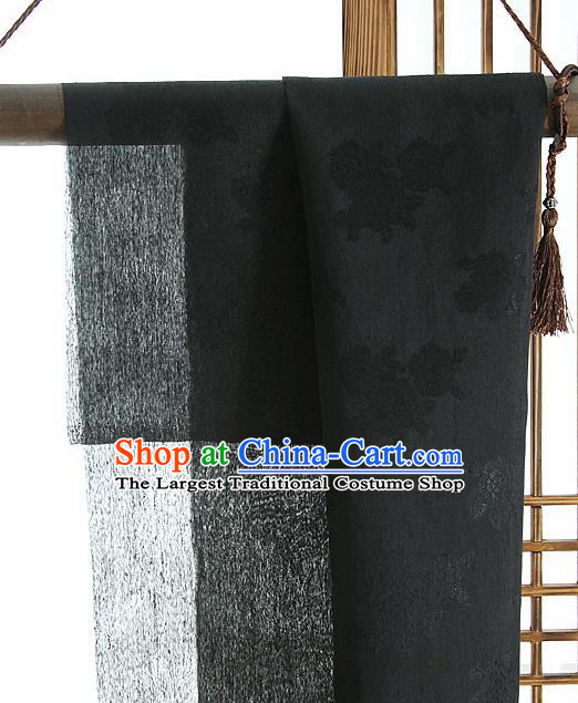 Asian Korean Traditional Black Tough Silk Fabric Hanbok Silk Material