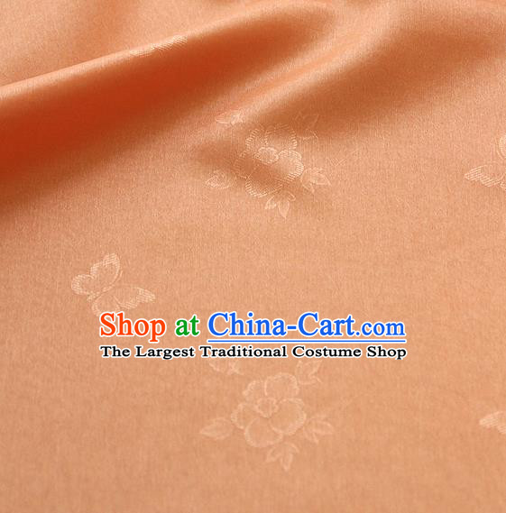 Asian Korean Traditional Orange Tajung Fabric Classical Butterfly Pattern Silk Fabric Hanbok Thin Silk Material