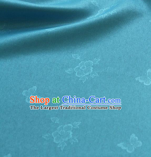 Asian Korean Traditional Blue Tajung Fabric Classical Butterfly Pattern Silk Fabric Hanbok Thin Silk Material