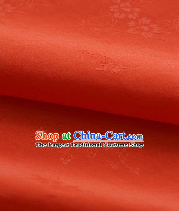 Asian Korean Traditional Orange Tajung Fabric Classical Pattern Thin Tough Silk Fabric Hanbok Silk Material