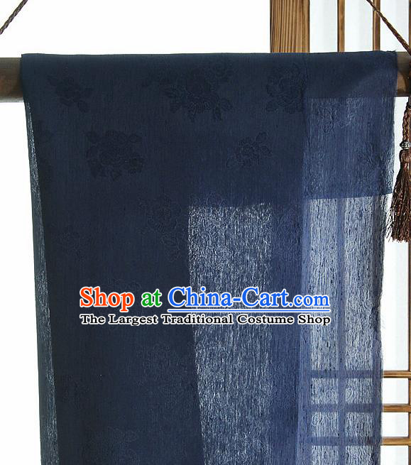 Asian Korean Traditional Navy Blue Tough Silk Fabric Hanbok Silk Material