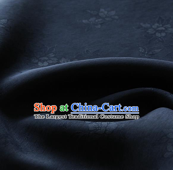 Asian Korean Traditional Navy Tajung Fabric Classical Pattern Thin Tough Silk Fabric Hanbok Silk Material