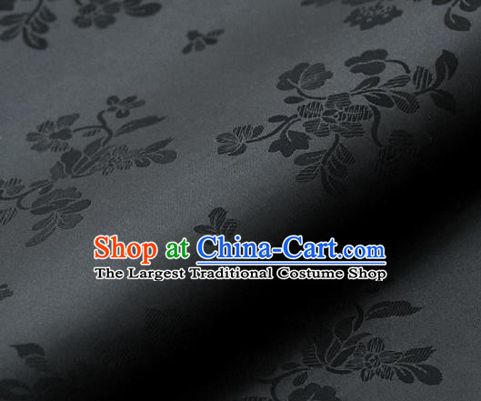 Asian Traditional Classical Pattern Black Satin Palace Drapery Korean Hanbok Brocade Fabric