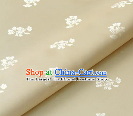 Asian Korean Ancient Costume Beige Brocade Traditional Palace Pattern Satin Fabric Silk Fabric Material