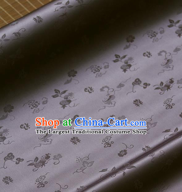 Traditional Asian Grey Brocade Classical Cucurbit Pattern Drapery Korean Hanbok Palace Satin Silk Fabric