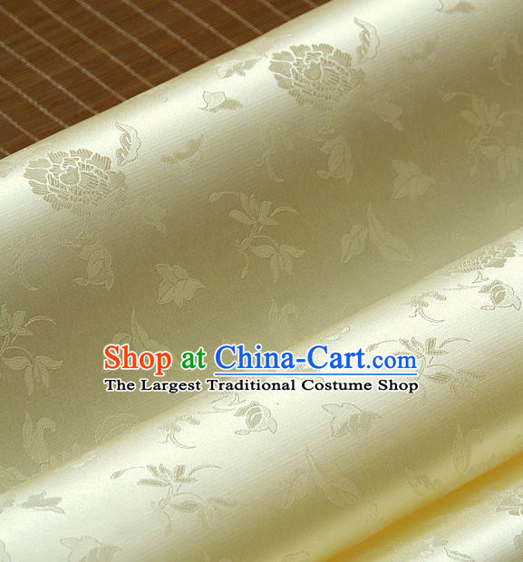 Asian Traditional Classical Pattern Yellow Satin Drapery Korean Hanbok Palace Brocade Silk Fabric