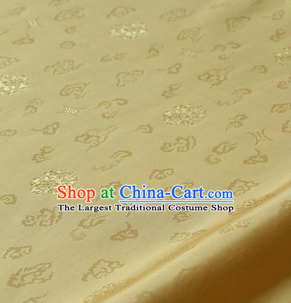 Traditional Asian Golden Brocade Drapery Korean Hanbok Palace Satin Silk Fabric