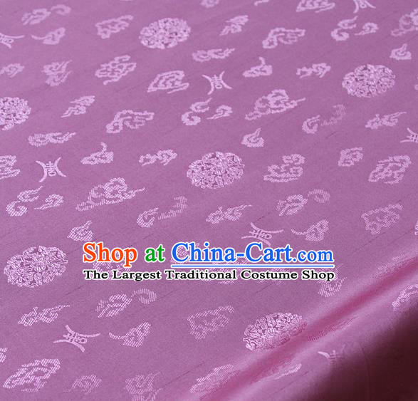 Traditional Asian Lilac Brocade Drapery Korean Hanbok Palace Satin Silk Fabric