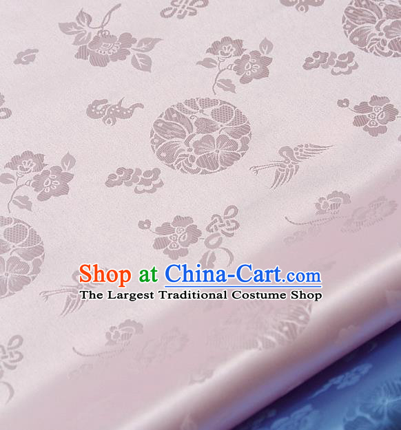 Traditional Asian Cloth Drapery Pink Brocade Korean Hanbok Palace Satin Silk Fabric