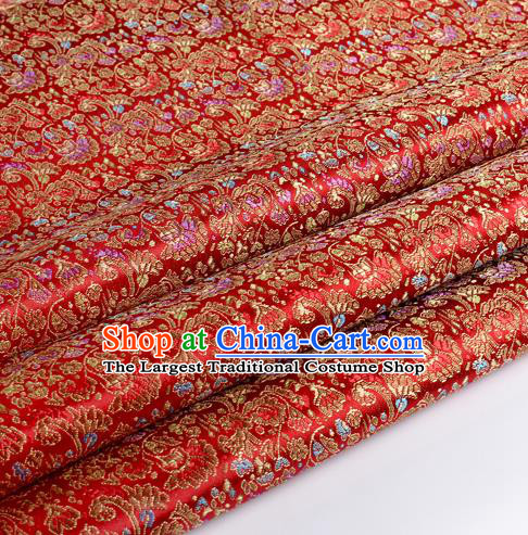 Chinese Traditional Red Brocade Fabric Tang Suit Classical Cockscomb Flower Pattern Design Tang Suit Silk Material Satin Drapery