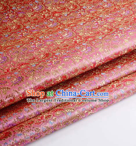 Chinese Traditional Pink Brocade Fabric Tang Suit Classical Cockscomb Flower Pattern Design Tang Suit Silk Material Satin Drapery
