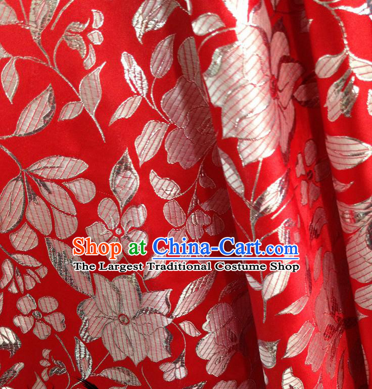 Chinese Traditional Red Brocade Fabric Tang Suit Classical Peony Pattern Design Tang Suit Silk Material Satin Drapery