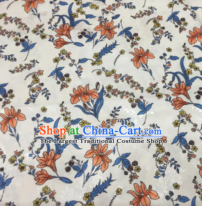 Chinese Traditional Apparel Fabric White Qipao Brocade Classical Pattern Design Silk Material Satin Drapery