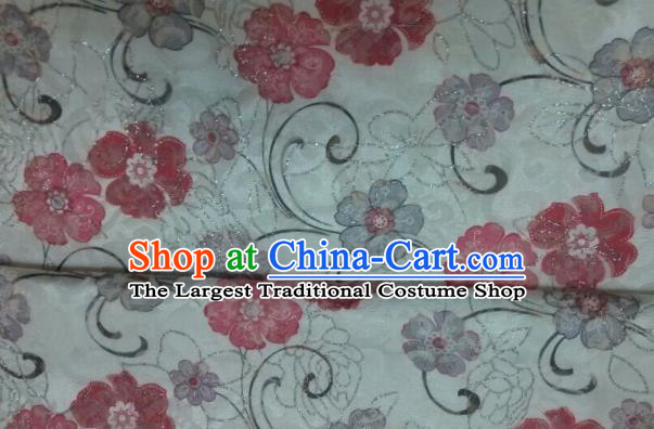 Chinese Traditional Apparel Fabric Qipao Brocade Classical Flowers Pattern Design Silk Material Satin Drapery