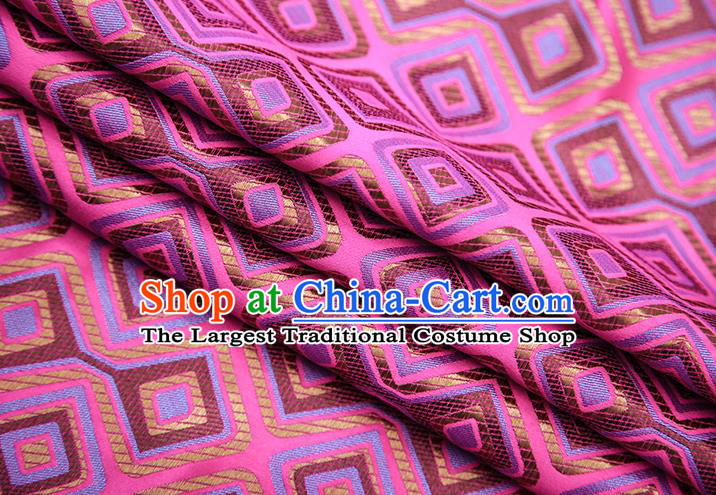 Chinese Traditional Apparel Qipao Fabric Rosy Brocade Classical Pattern Design Material Satin Drapery
