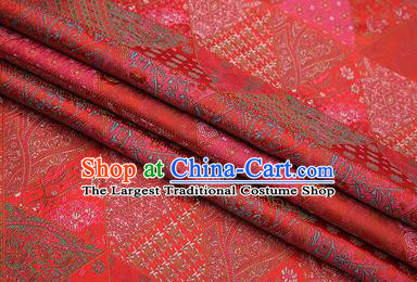 Chinese Traditional Apparel Fabric Tibetan Robe Red Brocade Classical Pattern Design Material Satin Drapery