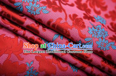 Chinese Traditional Apparel Brocade Fabric Classical Peony Chrysanthemum Pattern Design Material Satin Drapery