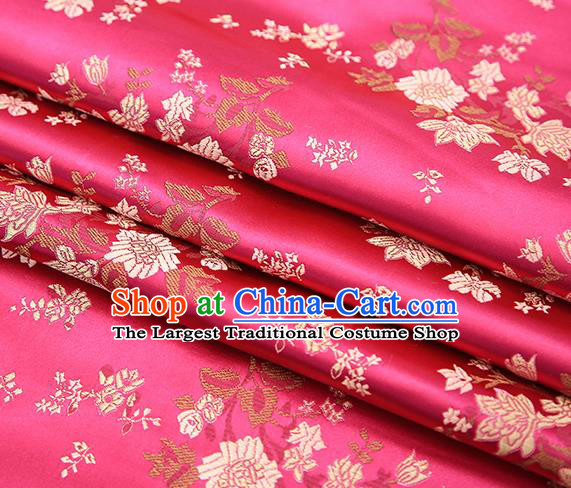 Traditional Chinese Rosy Brocade Fabric Tang Suit Classical Pattern Design Satin Material Drapery