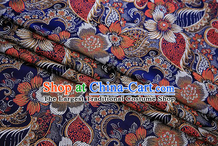 Traditional Chinese Tang Suit Royalblue Brocade Fabric Classical Pattern Design Material Satin Drapery