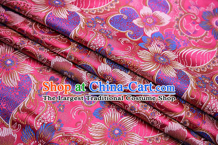 Traditional Chinese Tang Suit Rosy Brocade Fabric Classical Pattern Design Material Satin Drapery
