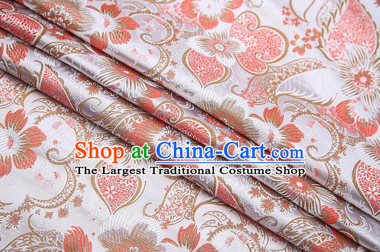 Traditional Chinese Tang Suit White Brocade Fabric Classical Pattern Design Material Satin Drapery