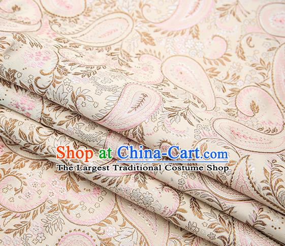 Traditional Chinese Tang Suit Light Pink Brocade Fabric Classical Loquat Flowers Pattern Design Material Satin Drapery