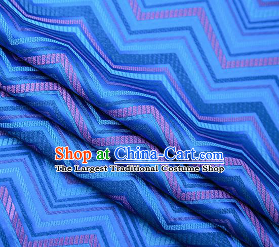 Blue Satin Traditional Chinese Tang Suit Brocade Fabric Classical Pattern Design Material Drapery