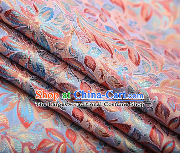 Traditional Chinese Tang Suit Dusty Pink Brocade Fabric Classical Petunia Pattern Design Satin Material Drapery