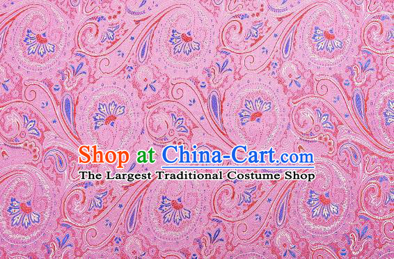 Chinese Traditional Satin Classical Loquat Flower Pattern Design Pink Brocade Fabric Tang Suit Material Drapery