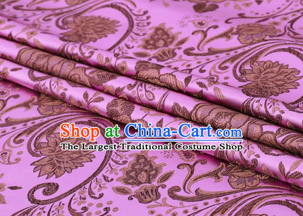 Chinese Traditional Pink Satin Classical Peony Pattern Design Brocade Fabric Tang Suit Material Drapery