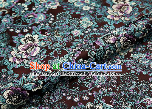 Brown Brocade Chinese Traditional Garment Fabric Classical Peony Pattern Design Satin Cushion Material Drapery