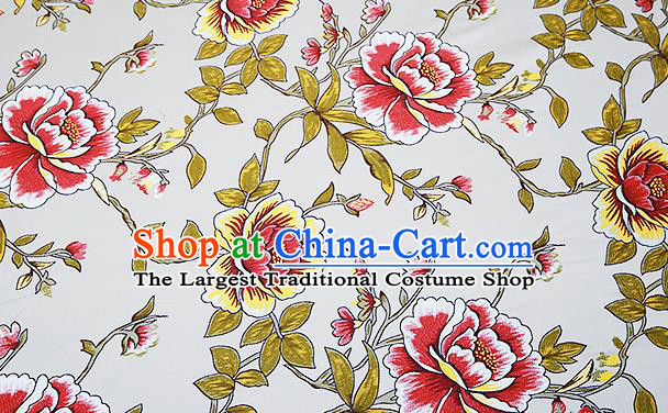 Top Grade Classical Peony Pattern Blue Brocade Chinese Traditional Garment Fabric Cushion Satin Material Drapery