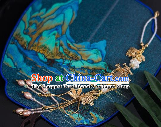 Chinese Traditional Handmade Palace Breastpin Accessories Tassel Jade Pendant